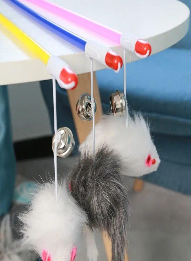PET FUN Interactive Cat Teasing Stick | Engaging Feather Wand Toy Set for Kitten & Cats, Activity Teaser Play Stick with Bell for Fun Exercise & Playing for Indoor (Multicolor, Furry Mouse Play Wand) - Image 4